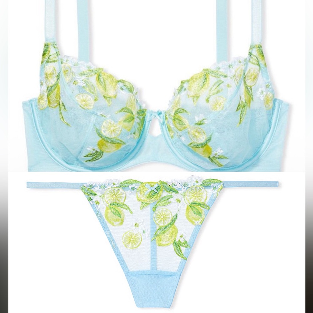 VICTORIA’s SECRET Dream Angels The Fabulous Lemon Embroidery Bra AND Thong 🪽
